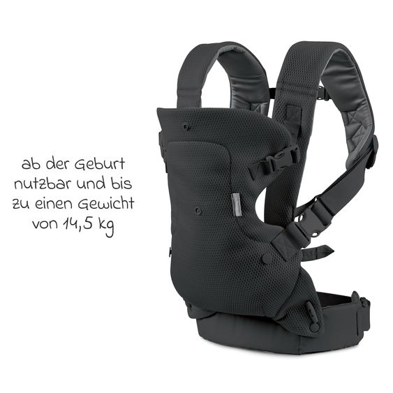 Infantino 4-in-1 Baby Carrier Flip Advanced from birth 3.6 to 14.5 kg - frog-leg position, 4 carrying positions with mesh fabric - Black