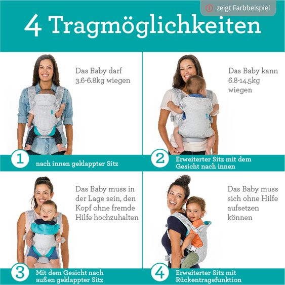 Infantino 4-in-1 Baby Carrier Flip Advanced from birth 3.6 to 14.5 kg - frog-leg position, 4 carrying positions with mesh fabric - Black
