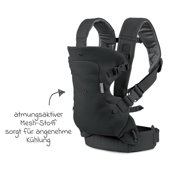 Infantino 4-in-1 Baby Carrier Flip Advanced from birth 3.6 to 14.5 kg - frog-leg position, 4 carrying positions with mesh fabric - Black