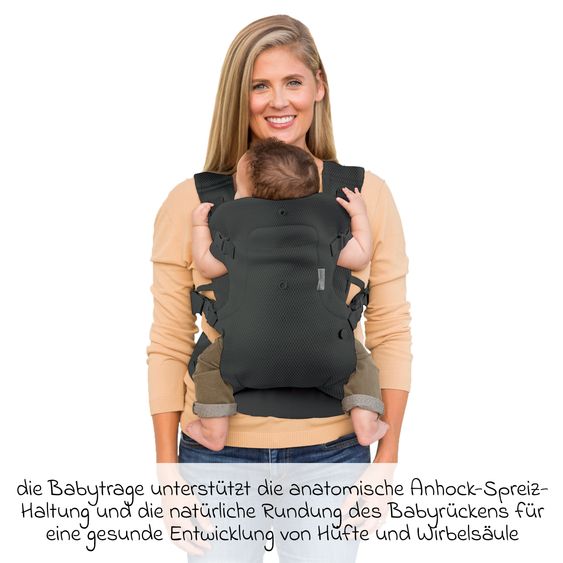 Infantino 4-in-1 Baby Carrier Flip Advanced from birth 3.6 to 14.5 kg - frog-leg position, 4 carrying positions with mesh fabric - Black