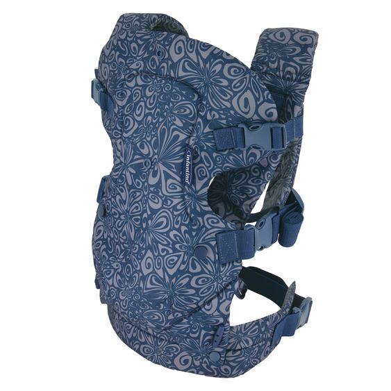 Infantino 4-in-1 Babytrage Flip Advanced ab Geburt von 3,6 bis 14,5 kg - Anhock-Spreiz-Haltung, 4 Tragepositionen - Navy Floral