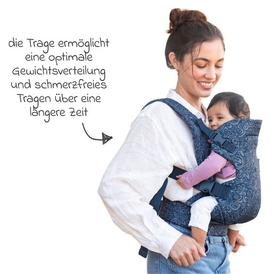 Infantino 4-in-1 Baby Carrier Flip Advanced from Birth 3.6 to 14.5 kg - Frog-Leg Position, 4 Carry Positions - Navy Floral