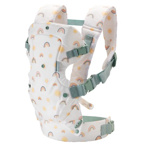 Infantino 4-in-1 Babytrage Flip Advanced ab Geburt von 3,6 bis 14,5 kg - Anhock-Spreiz-Haltung, 4 Tragepositionen - Rainbow