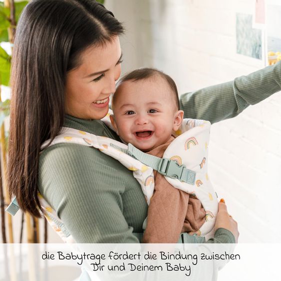 Infantino 4-in-1 Baby Carrier Flip Advanced from Birth 3.6 to 14.5 kg - Frog-Leg Position, 4 Carry Positions - Rainbow