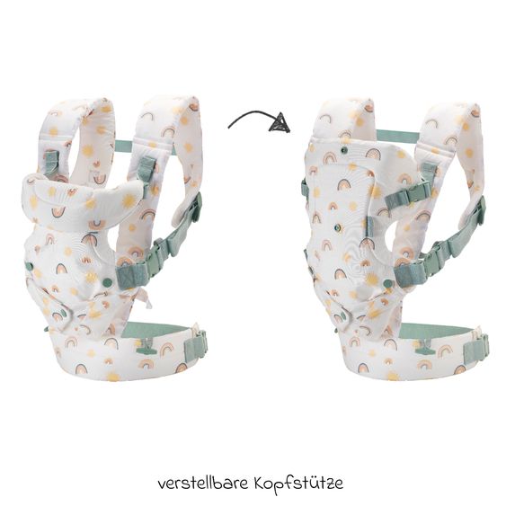 Infantino 4-in-1 Baby Carrier Flip Advanced from Birth 3.6 to 14.5 kg - Frog-Leg Position, 4 Carry Positions - Rainbow