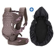 4-in-1 Babytrage Flip Advanced mit Regenschutz ab Geburt von 3,6 bis 14,5 kg - Anhock-Spreiz-Haltung, 4 Tragepositionen - Leopard Print