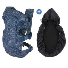 4-in-1 Babytrage Flip Advanced mit Regenschutz ab Geburt von 3,6 bis 14,5 kg - Anhock-Spreiz-Haltung, 4 Tragepositionen - Navy Floral