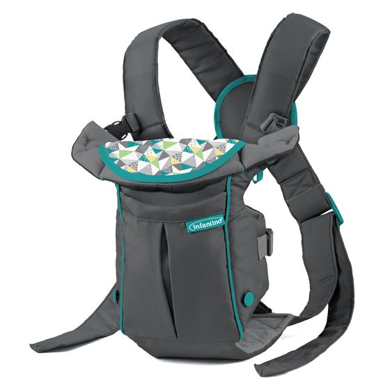 Infantino Babytrage Swift Classic ab Geburt von 3,6 bis 11,3 kg - Anhock-Spreiz-Haltung, 2 Tragepositionen - Grau
