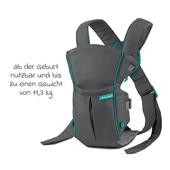 Infantino Baby carrier Swift Classic from birth 3.6 to 11.3 kg - Frog-leg position, 2 carrying positions - Grey