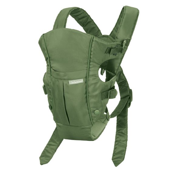 Infantino Babytrage Swift Classic ab Geburt von 3,6 bis 11,3 kg - Anhock-Spreiz-Haltung, 2 Tragepositionen - Olive