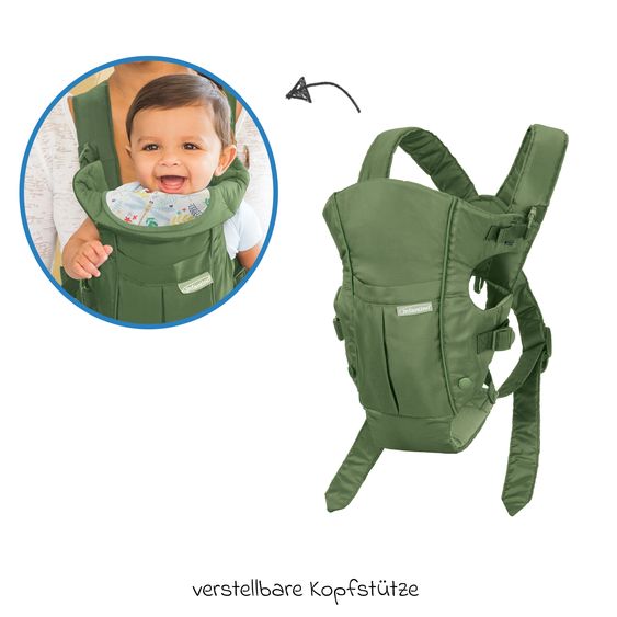Infantino Baby carrier Swift Classic from birth 3.6 to 11.3 kg - Frog-leg position, 2 carrying positions - Olive