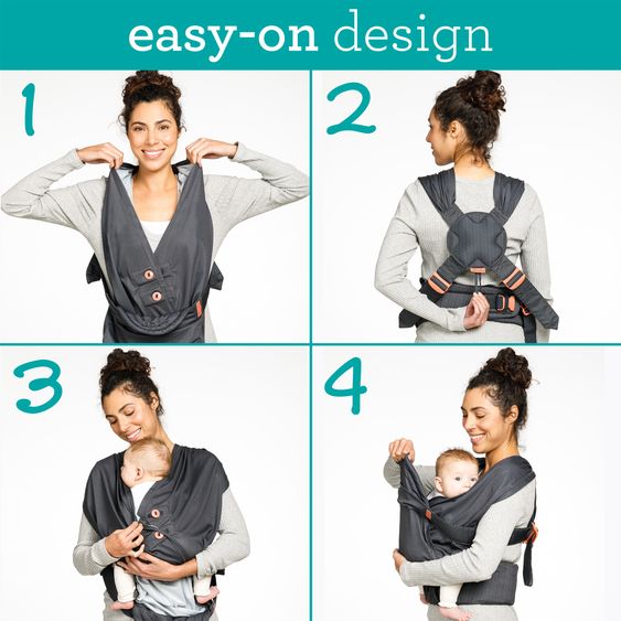 Infantino Baby Carrier & Wrap Hug & Cuddle from birth from 3.2 to 11.8 kg - Frog-leg position - Black