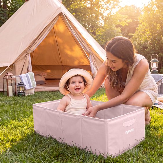 Ingenuity Vasca da bagno pieghevole Tuckaway trasforma la doccia in vasca da bagno - per casa o in viaggio - Rosa