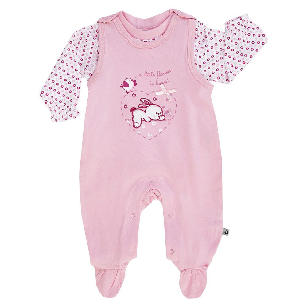Jacky 2-tlg. Set Strampler + Langarmshirt Baby Girl - Blumen Rosa - Gr. 62