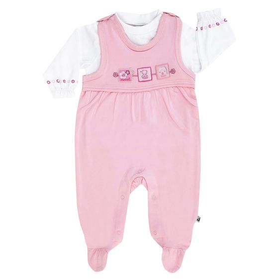 Jacky 2-tlg. Set Strampler + Langarmshirt Baby Girl - Rosa Weiß - Gr. 56