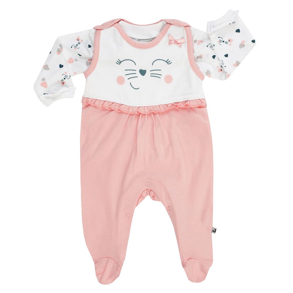 Jacky 2-tlg. Set Strampler + Langarmshirt Girls Holidays - Rosa Weiß - Gr. 50