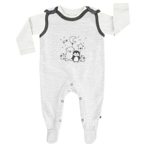 Jacky 2-tlg. Set Strampler + Langarmshirt Make a Wish - Tierfreunde Grau Melange Weiß - Gr. 50