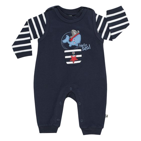 Jacky 2-tlg. Set Strampler + Langarmshirt Ocean Boy - Streifen Blau Weiß - Gr. 56