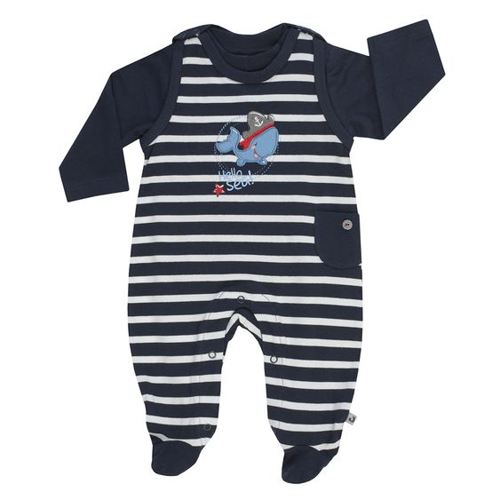Jacky 2-tlg. Set Strampler + Langarmshirt Ocean Boy - Streifen Marine Weiß - Gr. 50