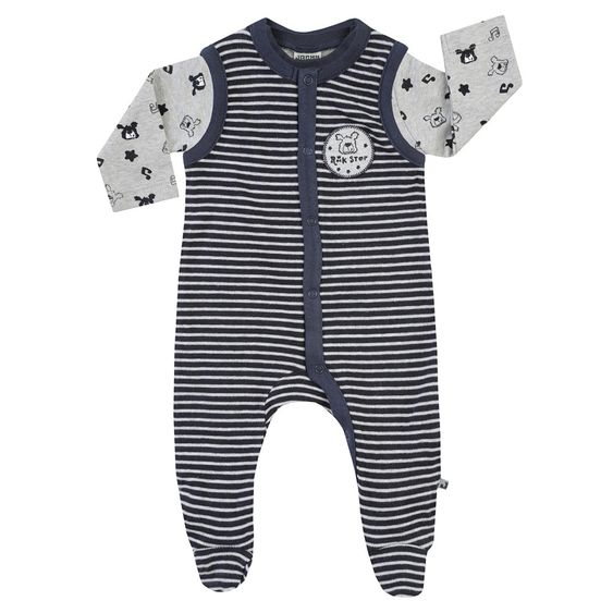 Jacky 2-tlg. Set Strampler + Langarmshirt Rockstar - Streifen Dunkelblau - Gr. 56