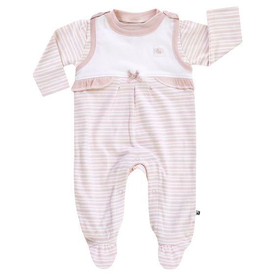Jacky 2-tlg. Set Strampler + Langarmshirt - Streifen Altrosa Weiß - Gr. 50