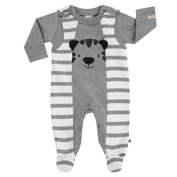 Jacky 2-tlg. Set Strampler + Langarmshirt Wild Jungle - Grau Melange Weiß - Gr. 50