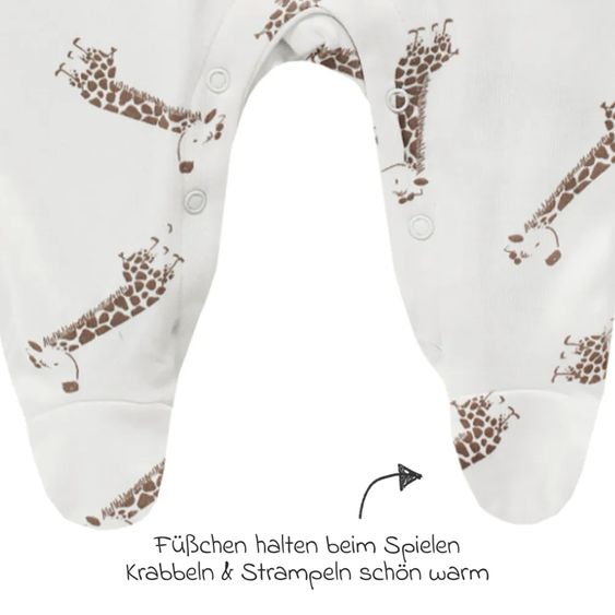 Jacky 2-tlg. Set Strampler & Shirt - Giraffe & Elefant - Offwhite - Gr. 50