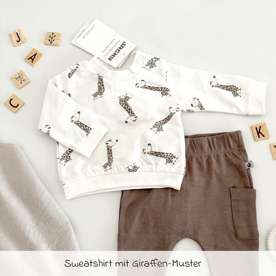 Jacky 2 tlg. Set Sweatshirt & Hose - Giraffe Allover - Mokka Offwhite - Gr. 62