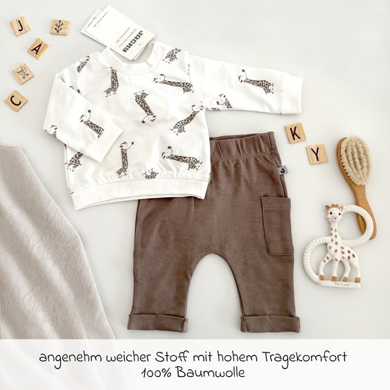 Jacky 2 tlg. Set Sweatshirt & Hose - Giraffe Allover - Mokka Offwhite - Gr. 62