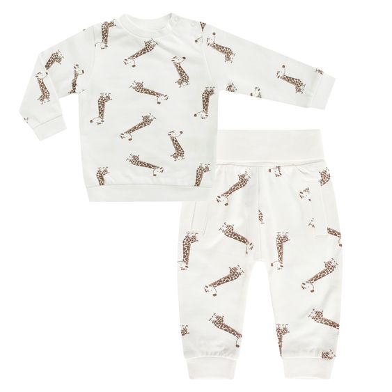 Jacky 2-tlg. Set Sweatshirt & Hose - Giraffe Allover - Offwhite - Gr. 56