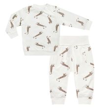 2-tlg. Set Sweatshirt & Hose - Giraffe Allover - Offwhite - Gr. 74