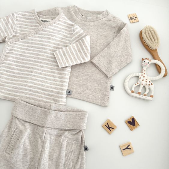 Jacky 3-tlg. Set Langarmshirt, Wickelshirt & Jogginghose - Beige Melange - Gr. 50