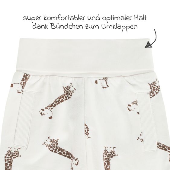 Jacky 4-tlg. Set Strampler, Langarmshirt & Jogginghose - Giraffe & Elefant - Offwhite Mokka - Gr. 62