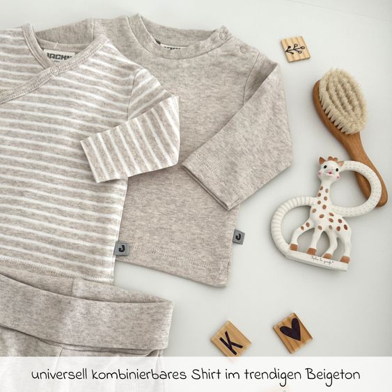 Jacky 4-tlg. Set Strampler, Langarmshirt, Wickelshirt & Jogginghose - Beige Melange - Gr. 62