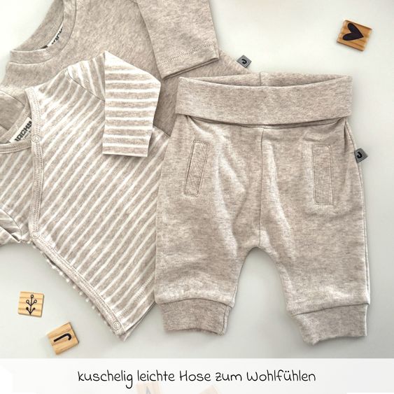 Jacky 4-tlg. Set Strampler, Langarmshirt, Wickelshirt & Jogginghose - Beige Melange - Gr. 62