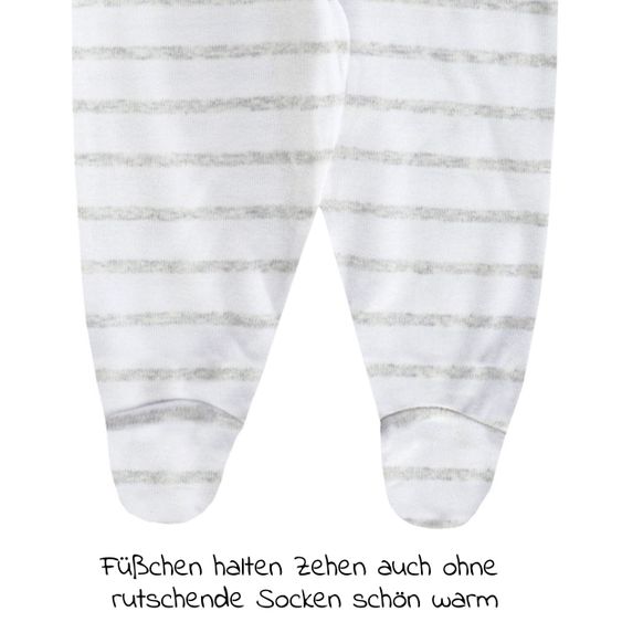 Jacky 8-tlg. Body Set inkl. Strampelhosen, Erstlingsmütze & Kratzfäustlinge - Let's have a Party - Grau Weiß - Gr. 62/68