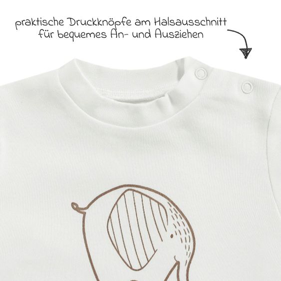 Jacky 8-tlg. Set Strickjacke, 2x Strampler, 2x Langarmshirt, Wickelbody, Jogginghose & Schlafanzug - Giraffe & Elefant - Offwhite Mokka - Gr. 56