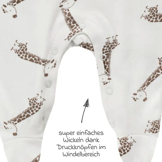 Jacky 8-tlg. Set Strickjacke, 2x Strampler, 2x Langarmshirt, Wickelbody, Jogginghose & Schlafanzug - Giraffe & Elefant - Offwhite Mokka - Gr. 56