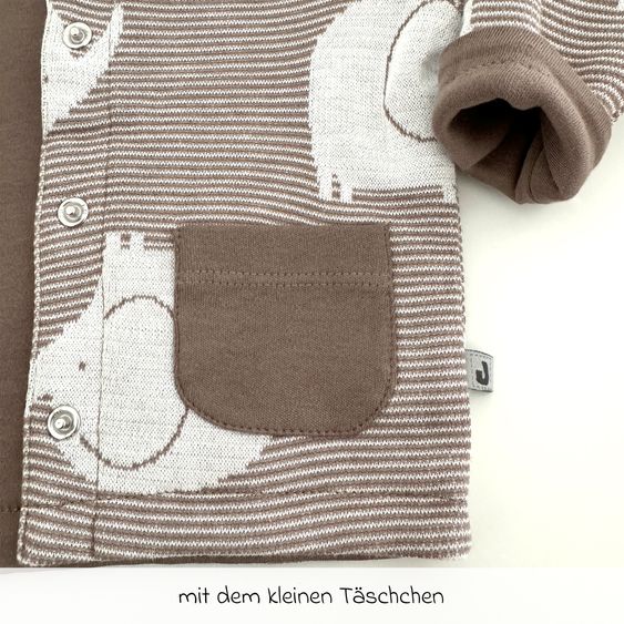 Jacky 8-tlg. Set Strickjacke, 2x Strampler, 2x Langarmshirt, Wickelbody, Jogginghose & Schlafanzug - Giraffe & Elefant - Offwhite Mokka - Gr. 56