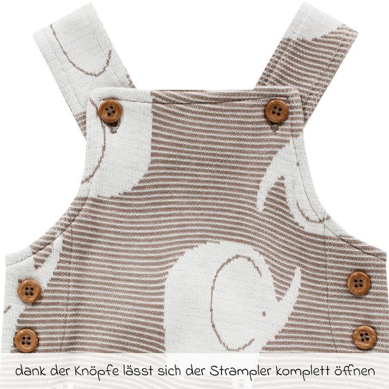 Jacky 8-tlg. Set Strickjacke, 2x Strampler, 2x Langarmshirt, Wickelbody, Jogginghose & Schlafanzug - Giraffe & Elefant - Offwhite Mokka - Gr. 56