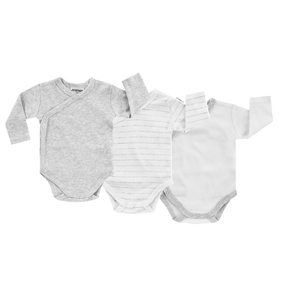 Jacky Set da 9 pezzi con tutine, tutine, primo cappello e guantini - Grigio Bianco - Taglia 56