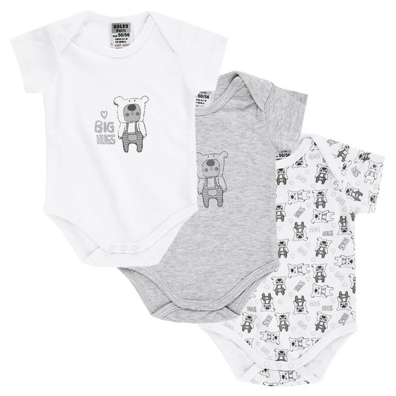 Jacky Body Kurzarm 3er Pack Big Hugs - Grau Melange Weiß - Gr. 50/56