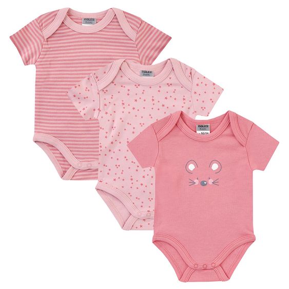 Jacky Body Kurzarm 3er Pack - Maus Rosa - Gr. 50/56