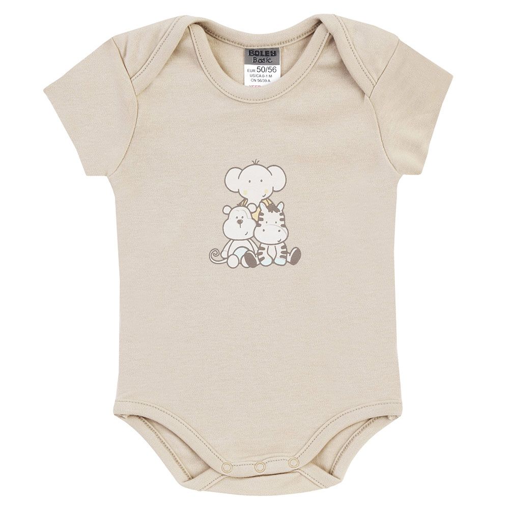 Jacky Body Kurzarm 3er Pack - Tierkinder Beige Offwhite - Gr. 62/68