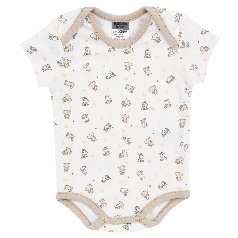 Jacky Body Kurzarm 3er Pack - Tierkinder Beige Offwhite - Gr. 62/68