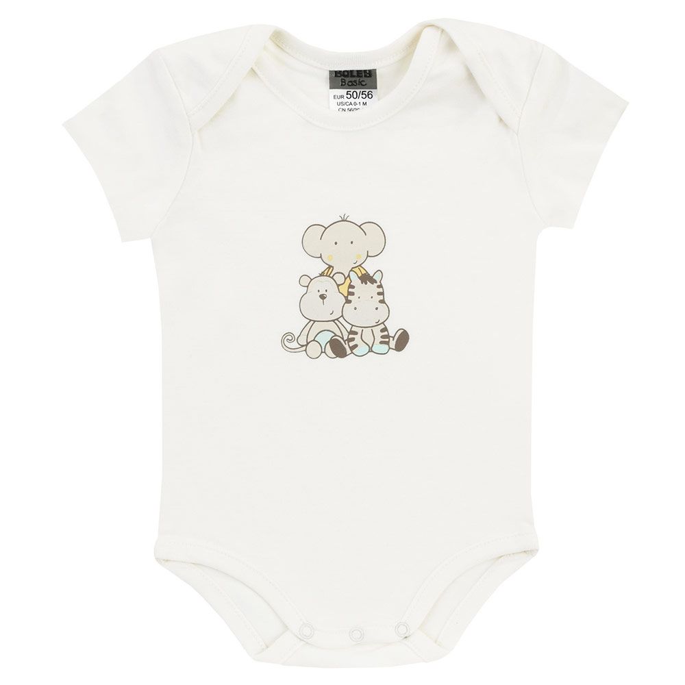 Jacky Body Kurzarm 3er Pack - Tierkinder Beige Offwhite - Gr. 62/68