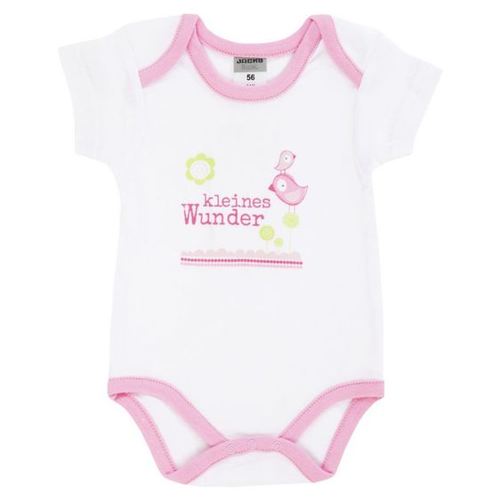 Jacky Body Kurzarm - Slogan Kleines Wunder Weiß Pink - Gr. 50
