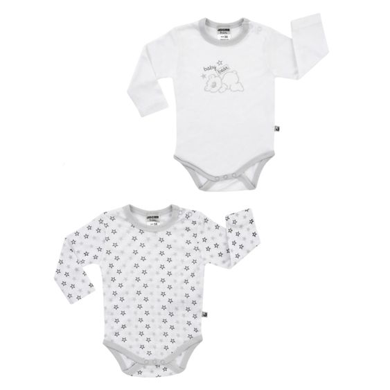 Jacky Body Langarm 2er Pack - Baby Bear Weiß Grau - Gr. 50