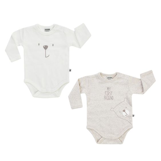 Jacky Body Langarm 2er Pack Badu Bär - Beige Melange Offwhite - Gr. 50/56