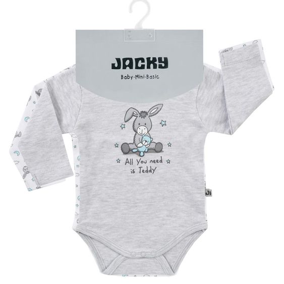 Jacky Body Langarm 2er Pack - Donkey Hellgrau Melange Weiß - Gr. 50/56
